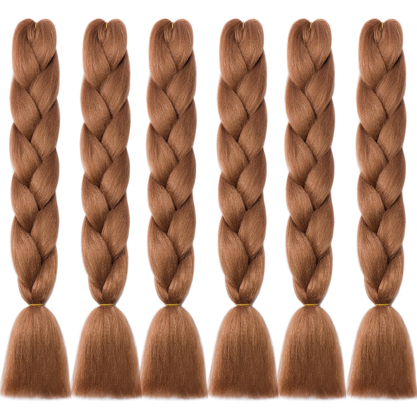 Cybelleza 24inch Braiding Hair Extensions for Braiding Ombre Jumbo Braiding Synthetic Hair 6PCS 600g Crochet Hair Box Braids for Women Braiding (Light Auburn)
