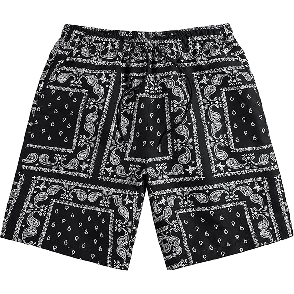 MECH-ENG Men's Paisley Shorts Graphic Print Casual Bandana Retro