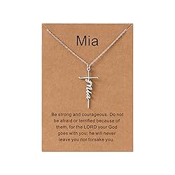 Lcherry Mia Name Cross Necklace Personalized Custom