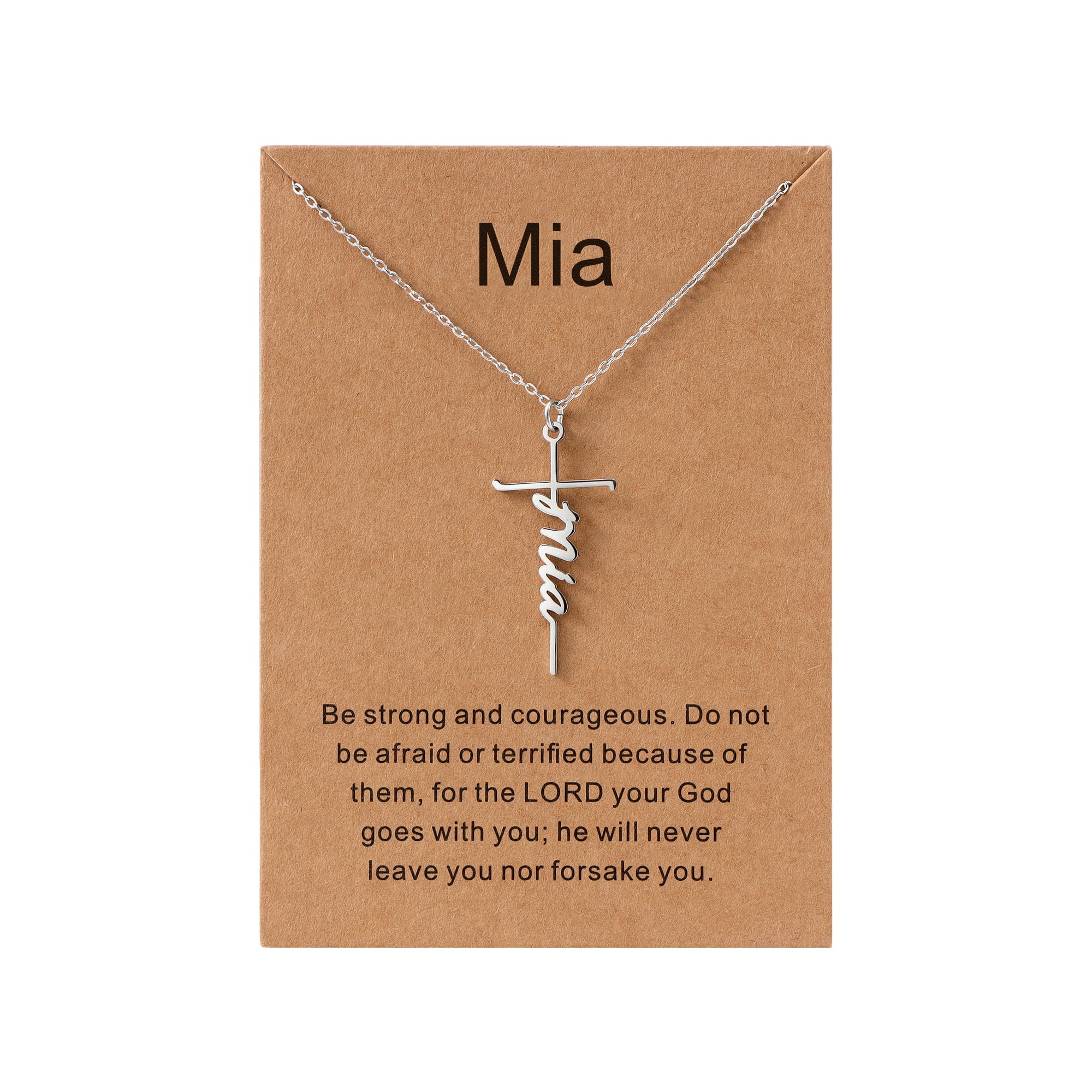 Lcherry Mia Name Cross Necklace Personalized Custom