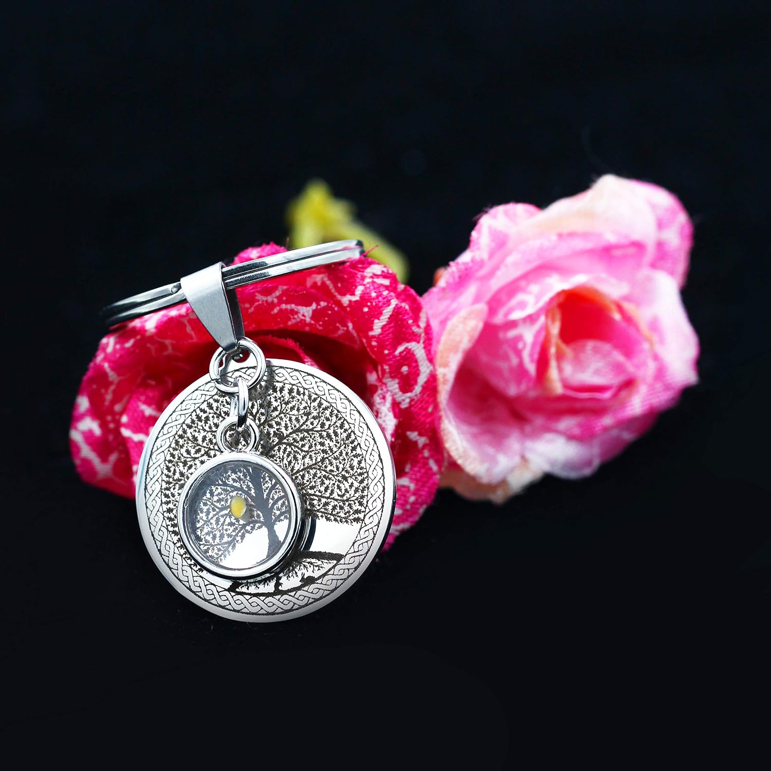 Family Reunion Gifts - Stainless Steel Vintage Black Tree of Life Keychain, Mustard Seed Round Pendant Christian Keyring ZY018 - Image 5