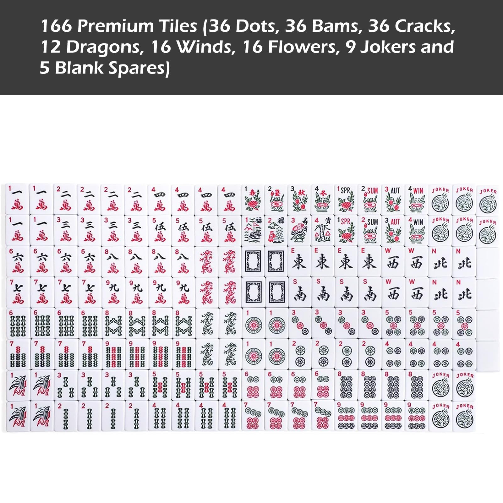 GUSTARIA American Mahjong Game Set, 166 Premium White Tiles, 4 All-in-One Color Rack/Pushers, Complete Mahjong Set Blue Carrying Bag
