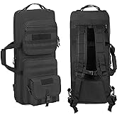 DSLEAF 28” Double Soft Rifle Case, Padded Rifle Backpack with Lockable Zippers and Pockets for Accessory, Tactical Short Barrel Rifle Bag for Shooting and Hunting