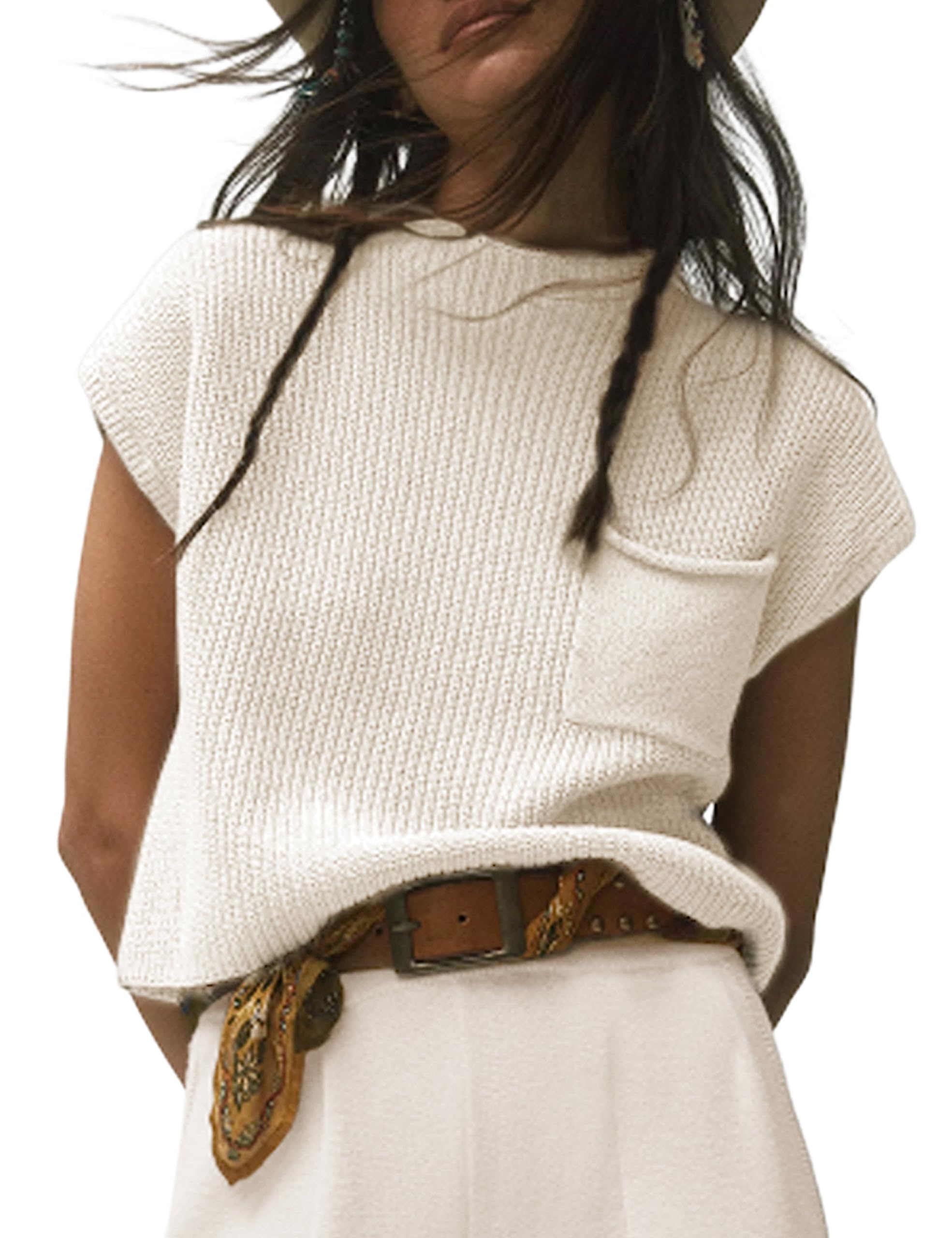 Himosyber Women's Solid Sleeveless Vest Mock Neck