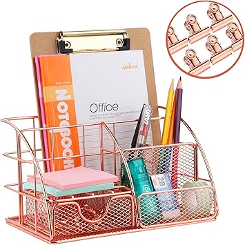 Amazon Com Rose Gold Desk Organizer With 6pcs Metal Paper Clips