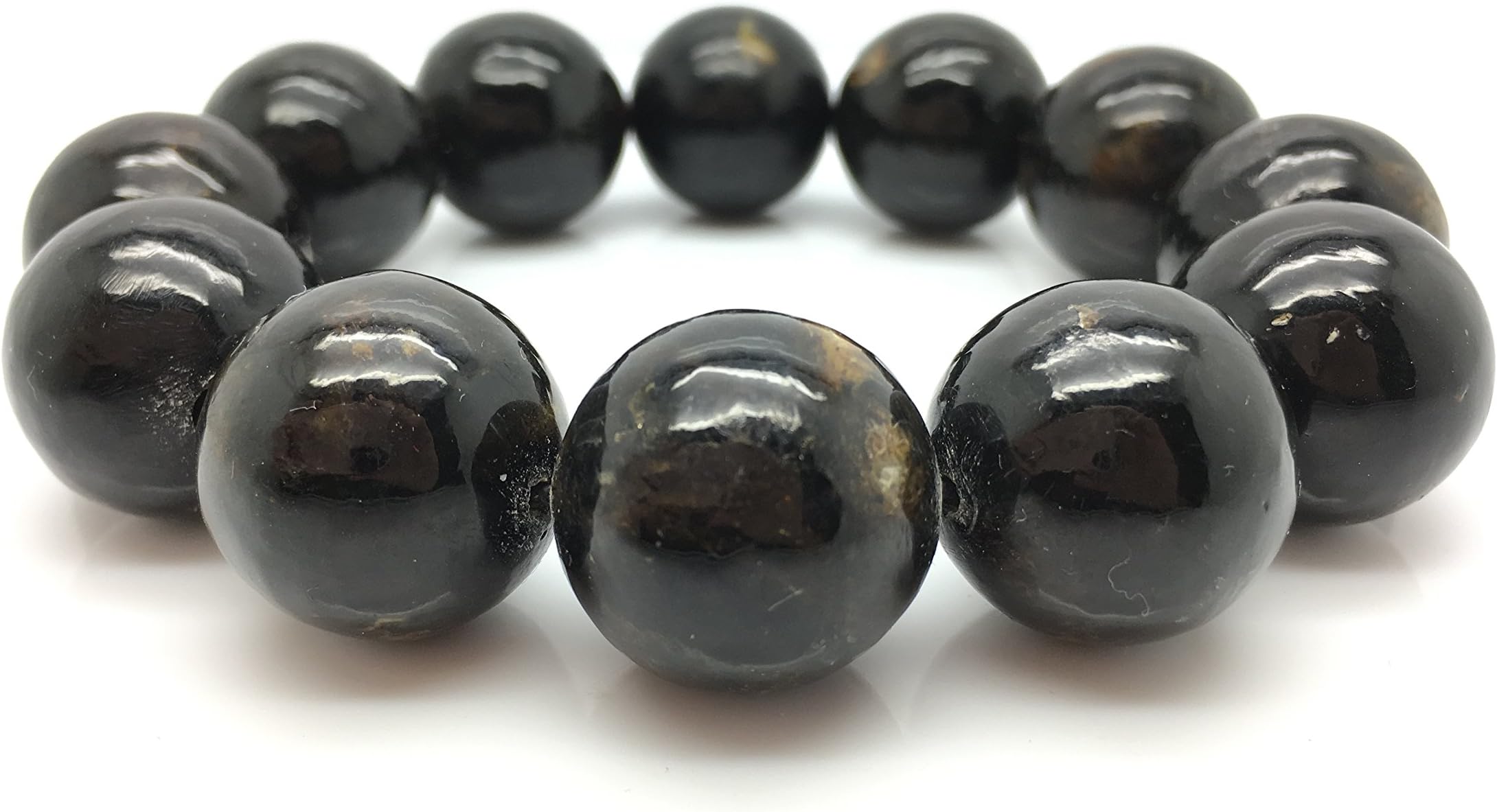 Natural Baltic Amber Bracelet Dark Marble Colour 59.4g, 20± mm Size.