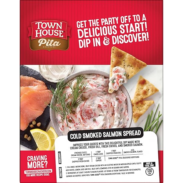 TOWN HOUSE PITA OVEN BAKED CRACKERS, PARTY SNACKS, EVERYTHING FLAVOR, 9.5OZ BOX (1 BOX)