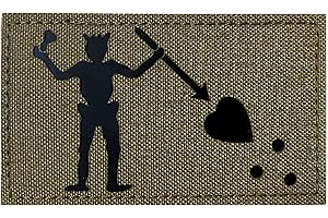 JUJUPUPS 2x3.5" Infrared IR Blackbeard Flag - Edward Teach Tactical Vest Patch Hook-Fastener Backing (Coyote Brown Tan)