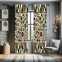 Ambesonne Scandinavian Window Curtains, Abstract