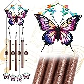 Butterfly Wind Chimes for Outside,Metal Windchimes with S Hook with Playful Design Wind Chime Garden Decor Outdoor Ideal Memorial/Housewarming/Birthday/Festival Gifts Front Yard Decor