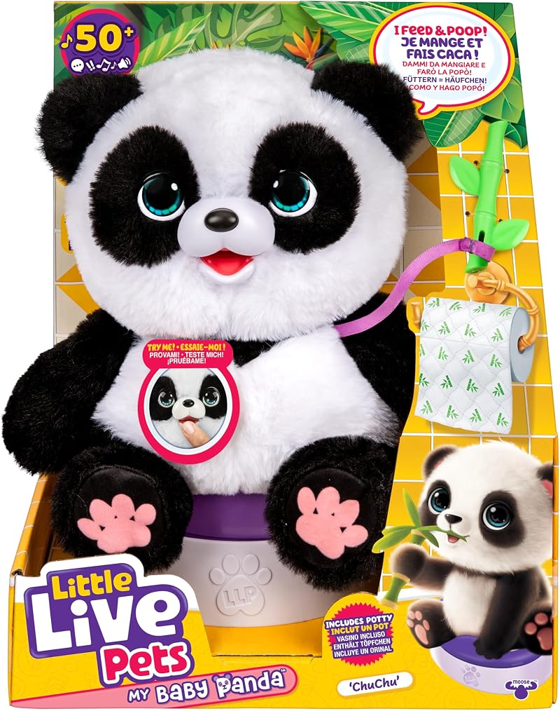 Little Live Pets My Baby Panda ChuChu Interactive Toy with Potty 50+ Sounds