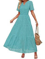 ZESICA Women's 2025 Summer Short Sleeve Maxi Dress