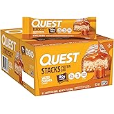 Quest Nutrition Stacks Protein Bars, Salted Caramel Flavor, 20g Protein, 2g Net Carbs, 1g Sugar, High Fiber, Low Sugar, Gluten Free, 12 Count