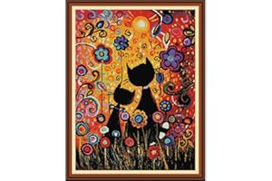 Bilrost Cross Stitch Kits for Beginners Cross Stitch Needlepoint Kits for Adults Stamped Cross Stitch Kits for Adults DIY 14CT Embroidery Patterns Stitches Kit-Cat 15.75x19.68 inch