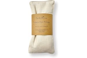 Sacksy Thyme Organic Linen Eye Pillow - Lavender & Flaxseed for Relaxation, Yoga, Stress Relief - Microwavable Heating Pad & Cool Compress - Made in USA - Gifts for Meditation