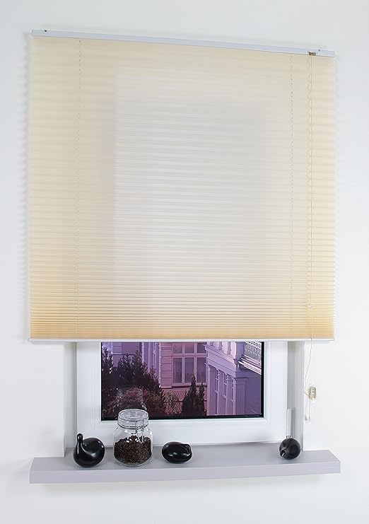 Liedeco® Klemmfix-Plissee freihängend inkl. Halterungen zur Wand- oder Deckenmontage 80 x 175 cm beige/lichtdurchlässig, blic