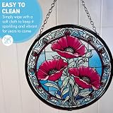 Thorness 6-Inch Poppy Stained Glass Suncatcher - Elegant Window Decor view 6