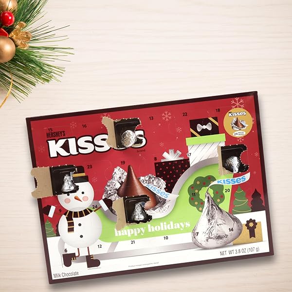 2024 HERSHEY KISSES ADVENT CALENDAR, 24-DAY COUNTDOWN TO CHRISTMAS WITH CANDY, INDIVIDUALLY WRAPPED PIECES, 3.8 OUNCES