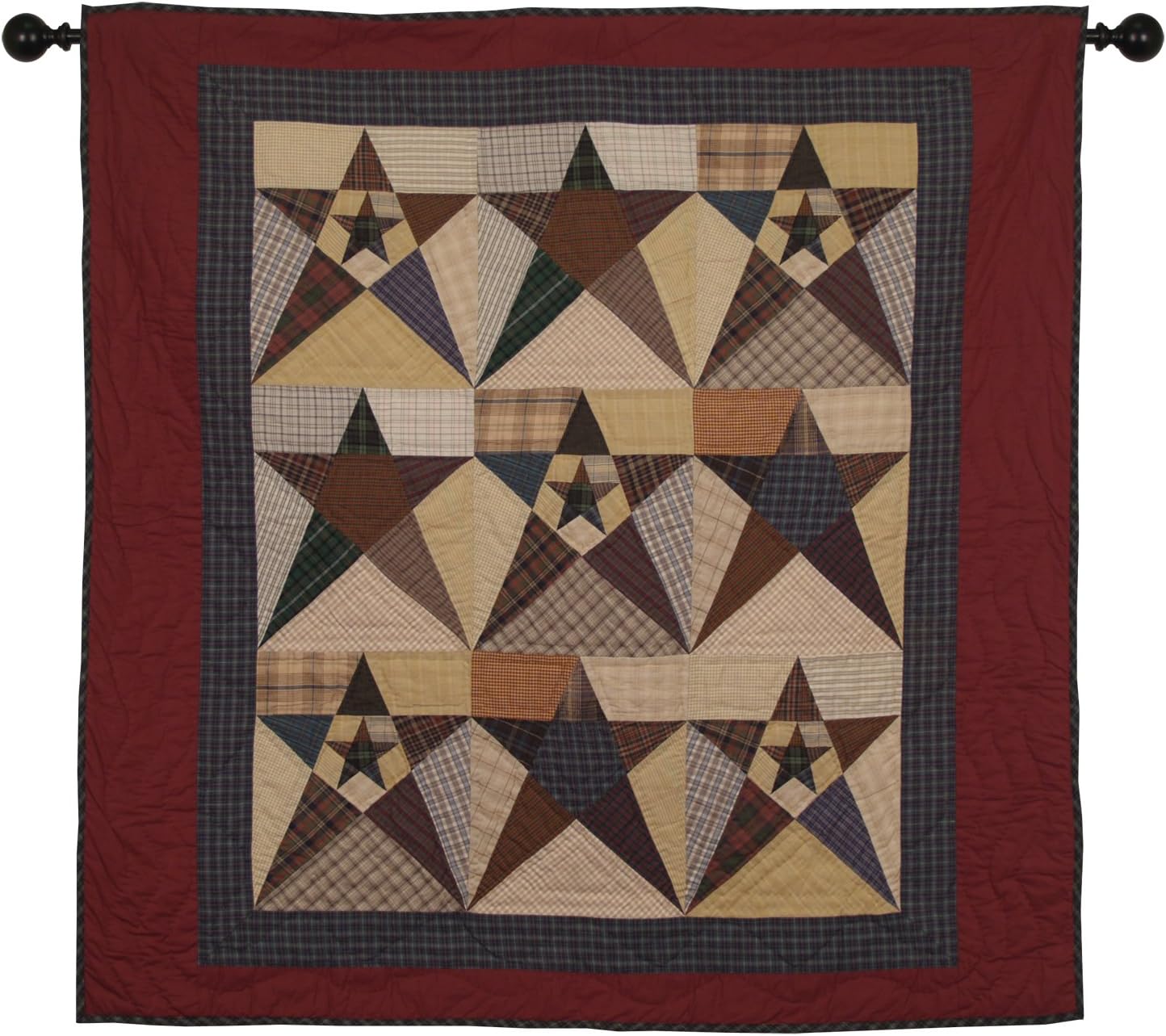 Primitive Star Wall Hanging Quilt 44 Inches by 44 Inches 100% Cotton Handmade Hand Quilted Heirloom Quality