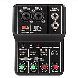 G-MARK Mini Audio Mixer 2 Channel With 48V Phantom