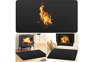 rumlick Fireplace Mat - 25"x39" Double-Sided Fireproof Waterpoof Hearth Rugs, Fire Resistant Under Grill Mat Wood Stove Fire Pit Mat