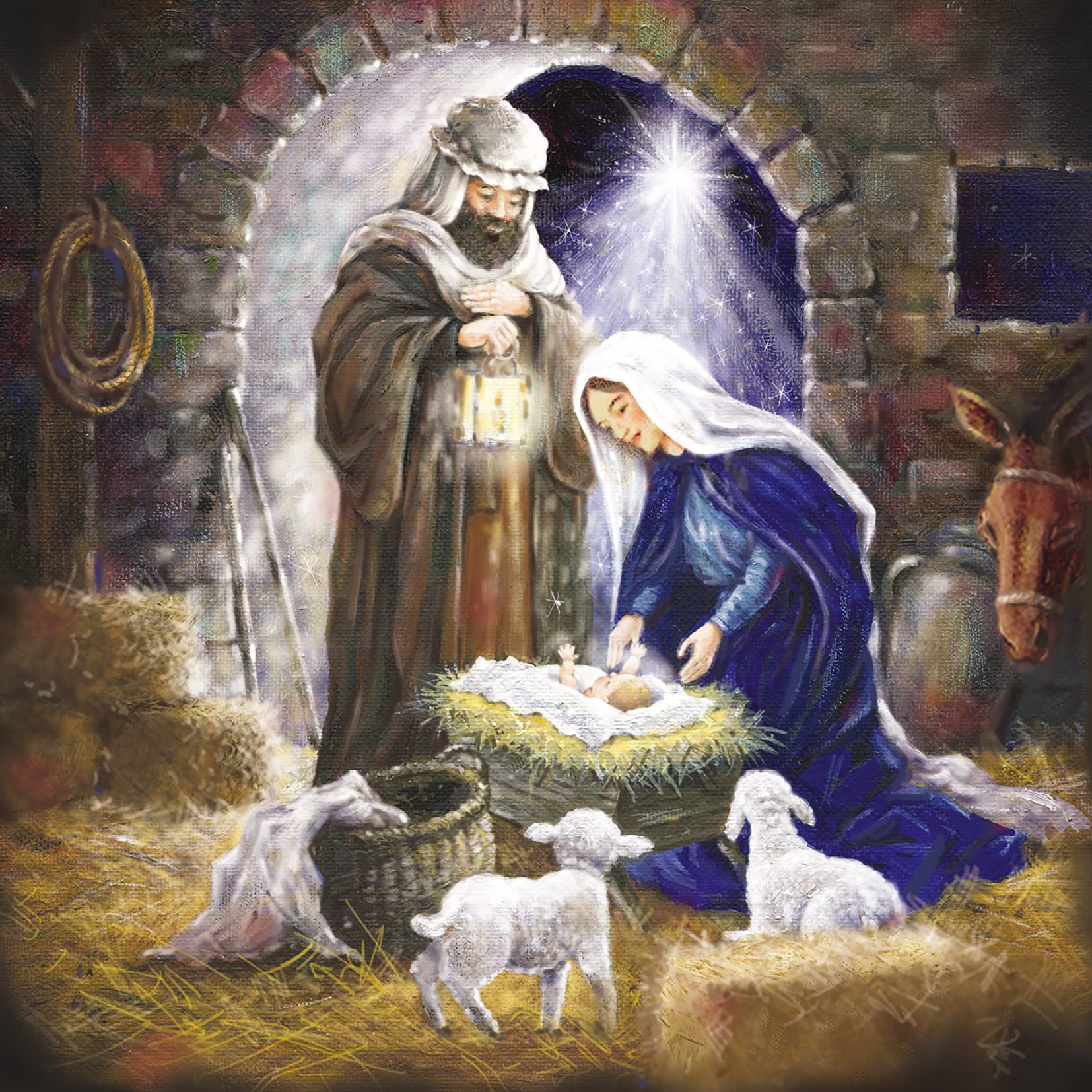 Medici Cards Pack of 10 Charity Christmas Cards - 'The Nativity' - 10 Cards of 1 Stunning Religious Design - Supporting UK Charities