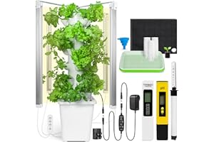 Carpathen Hydroponic Tower Growing System - Indoor Vertical Gardening System with Grow Lights for 30 Plants - Complete Kit with Timer, PH+TDS Meter, and Water Level Gauge - Indoor Herb Garden