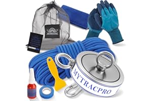 Mytracpro 2300 lbs Magnet Fishing Kit, Double Sided Neodymium Fishing Magnet Kit with 20m (65 Foot) Durable Rope, Powerful Magnets for Fishing and Magnetic Recovery Salvage
