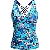 Tankini Tops for Women - Tummy Control V Neck Bathing Suit Top Only No Bottom