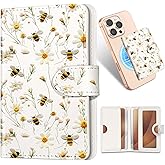Shorogyt for Magnetic Phone Wallet Compatible with Magsafe for Women - Cute Luxury Slim Leather Card Holder Mag Wallets Fit 4 Cards,for iPhone 1716/15/14/13/12 Series for Apple RFID Magnet, Bee