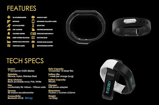 Amazon.com: Soleus Unisex SF002 Go pulsera de fitness ...