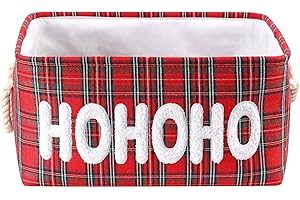 Tidelit Christmas Gifts Baskets Empty Farmhouse Ornament Box Gift Storage Canvas Organizer Bin for Holiday Storage Organizing Xmas Gifts Baskets for Nursery/Living room, Kids Toy Chest, Large