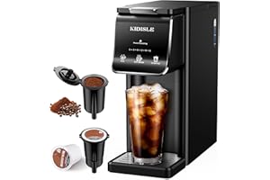 KIDISLE Hot & Iced Single Serve Coffee Maker, K Cup Pod Coffee Maker Compatible with Grounds, Reusable Filter, 6–16oz Brew Sizes, Large 40oz Water Tank, Easy to Use, Black