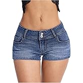 Verdusa Women's Plus Size Ultra Low Waist Denim Shorts Casual Stretchy Fitted Jean Shorts