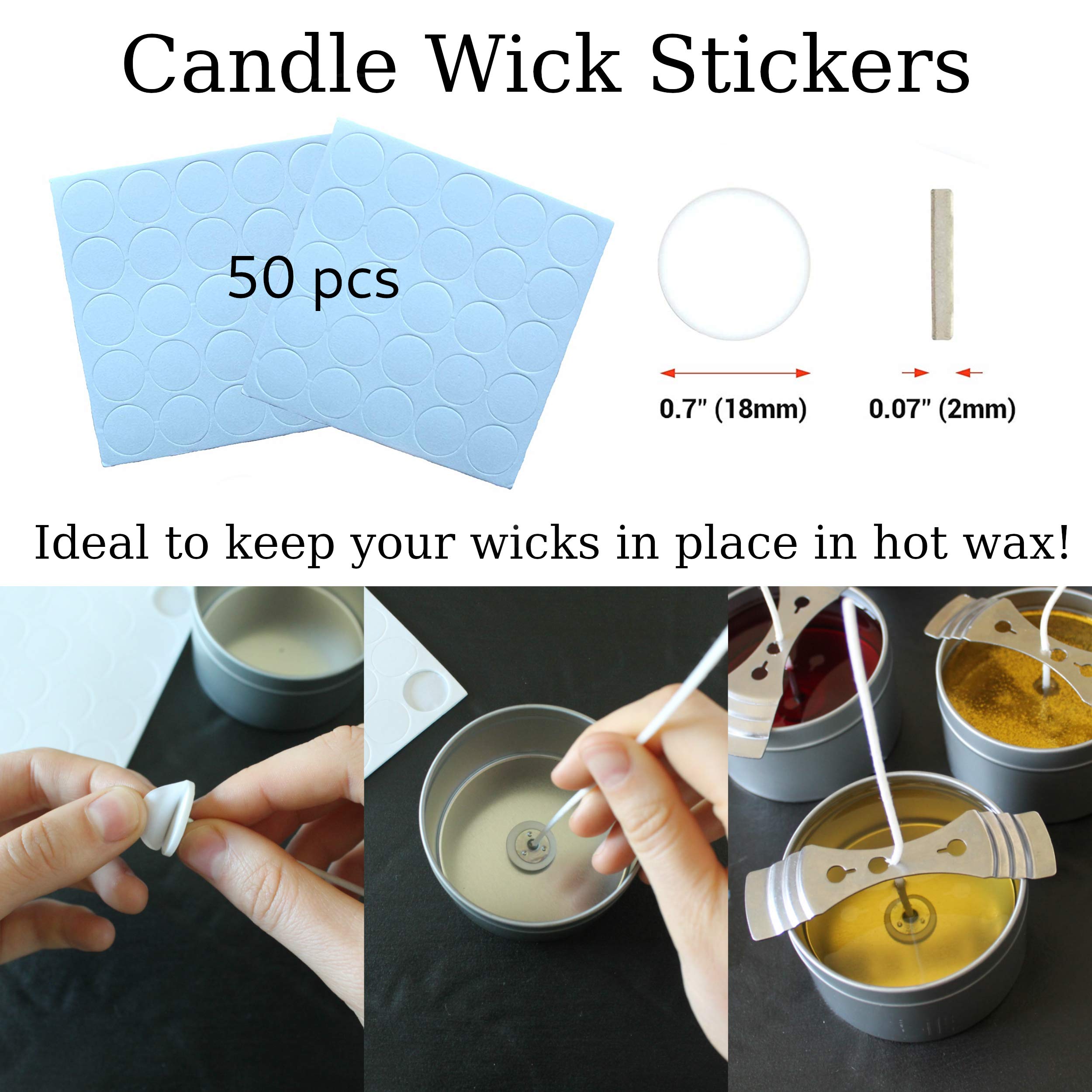 Cozyours 8 Inch Candle Wicks with Wick Stickers (50/50Pack) for Candle