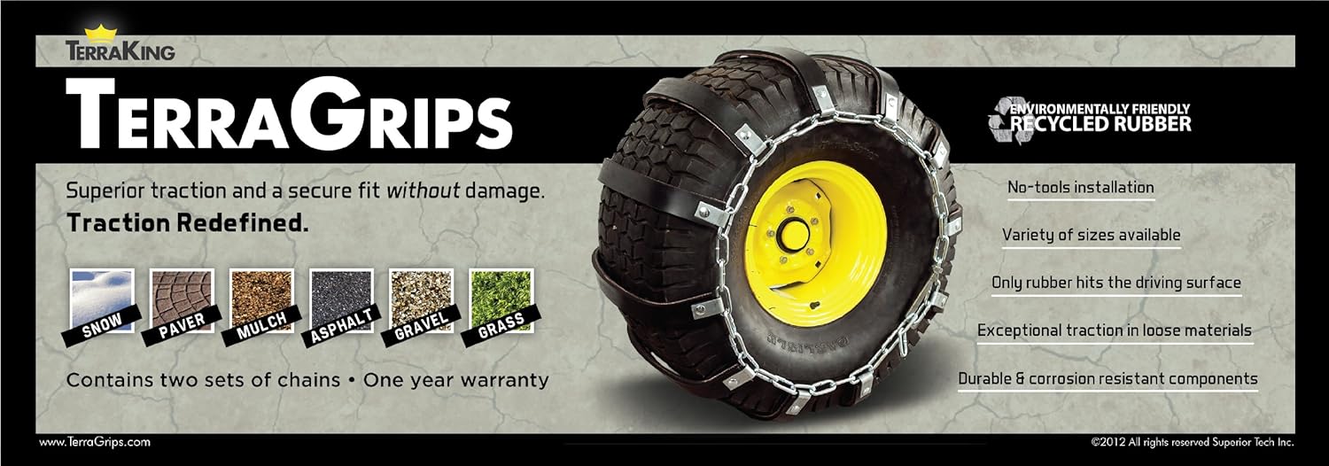TerraGrips Tire Chains (20x8-8) : Lawn Mower Tires : Garden & Outdoor