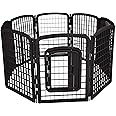 Amazon Basics 8-Panel Octagonal Plastic Pet Pen Fence Enclosure With Gate - 34 inches, Black