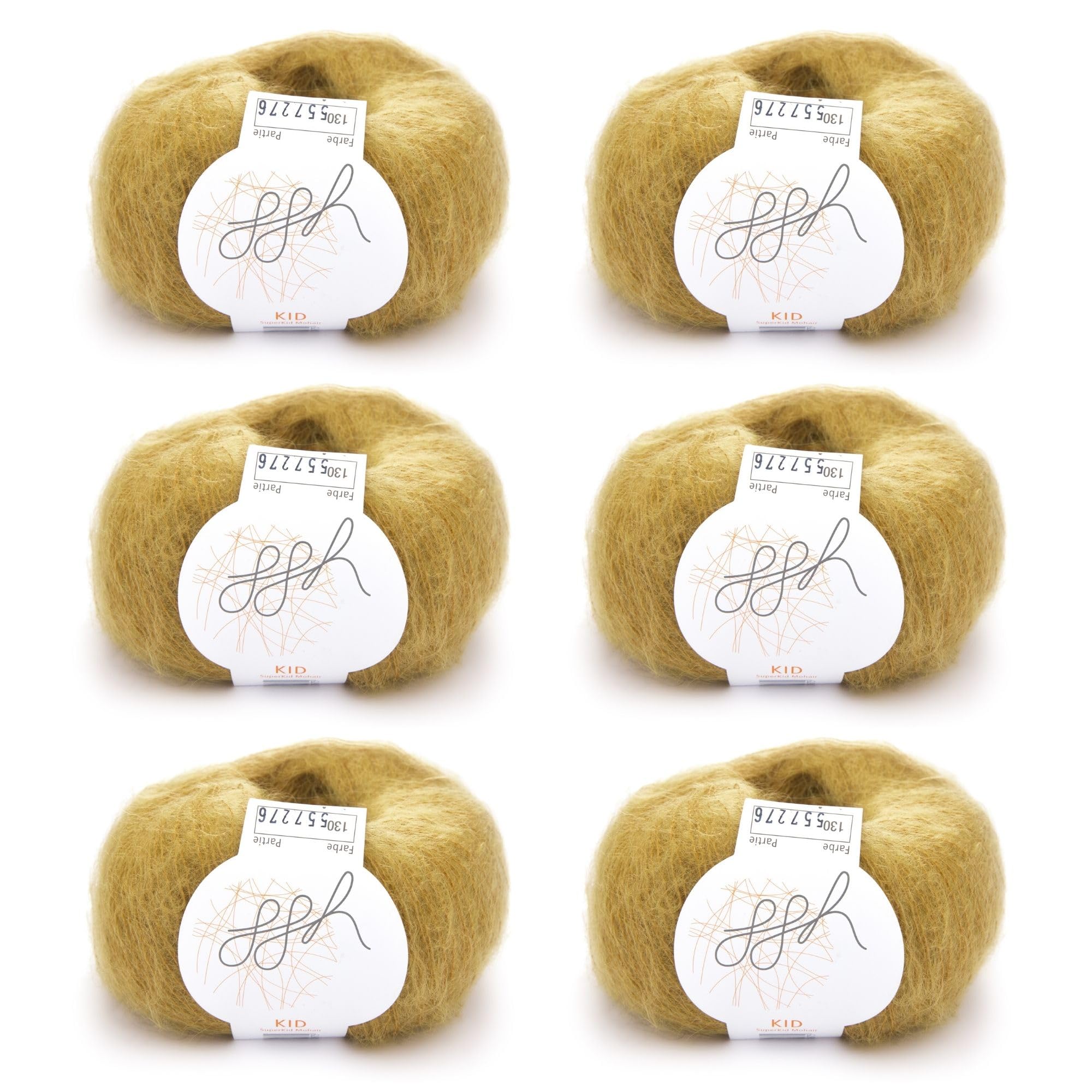 ggh Kid Box - 6 Balls of Knitting Wool Made of Kid Mohair - 130 - Brass