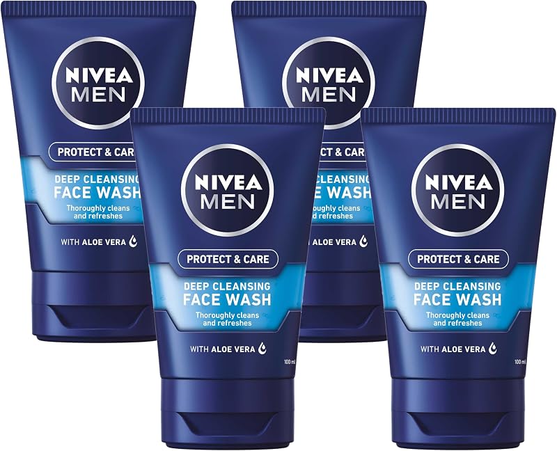 NIVEA MEN Deep Cleaning Face Wash Protect & Care 100 Ml Pack of 4