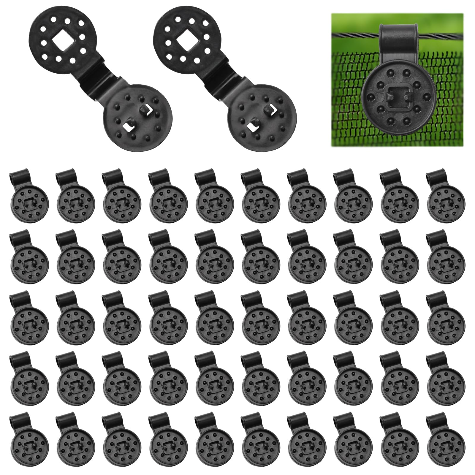 MOROBOR Round Shade Cloth Plastic Clips, 50 PCS, Black, Double Buckle, Sunshade Clips for Greenhouse, Outdoor Garden, Agricultural