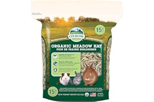 Oxbow Animal Health Organic Meadow Hay, For Rabbits, Guinea Pigs, And Small Pets, Grown In The USA, Farm Fresh, 15 oz