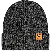 Vgogfly Lined Men Beanie Slouchy Knit Skull Cap Warm Stocking Hats Guys Women Striped Winter Beanie Hat