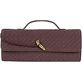 Joryin Woven Purse for Women Evening Clutch Woven Leather Handbags Red Suede Crossbody Bag Purse Formal Evening Bag