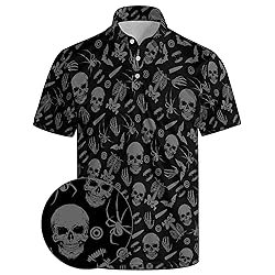 Xdceu Men's Skull Polo Shirts Hawaiian Golf Polo