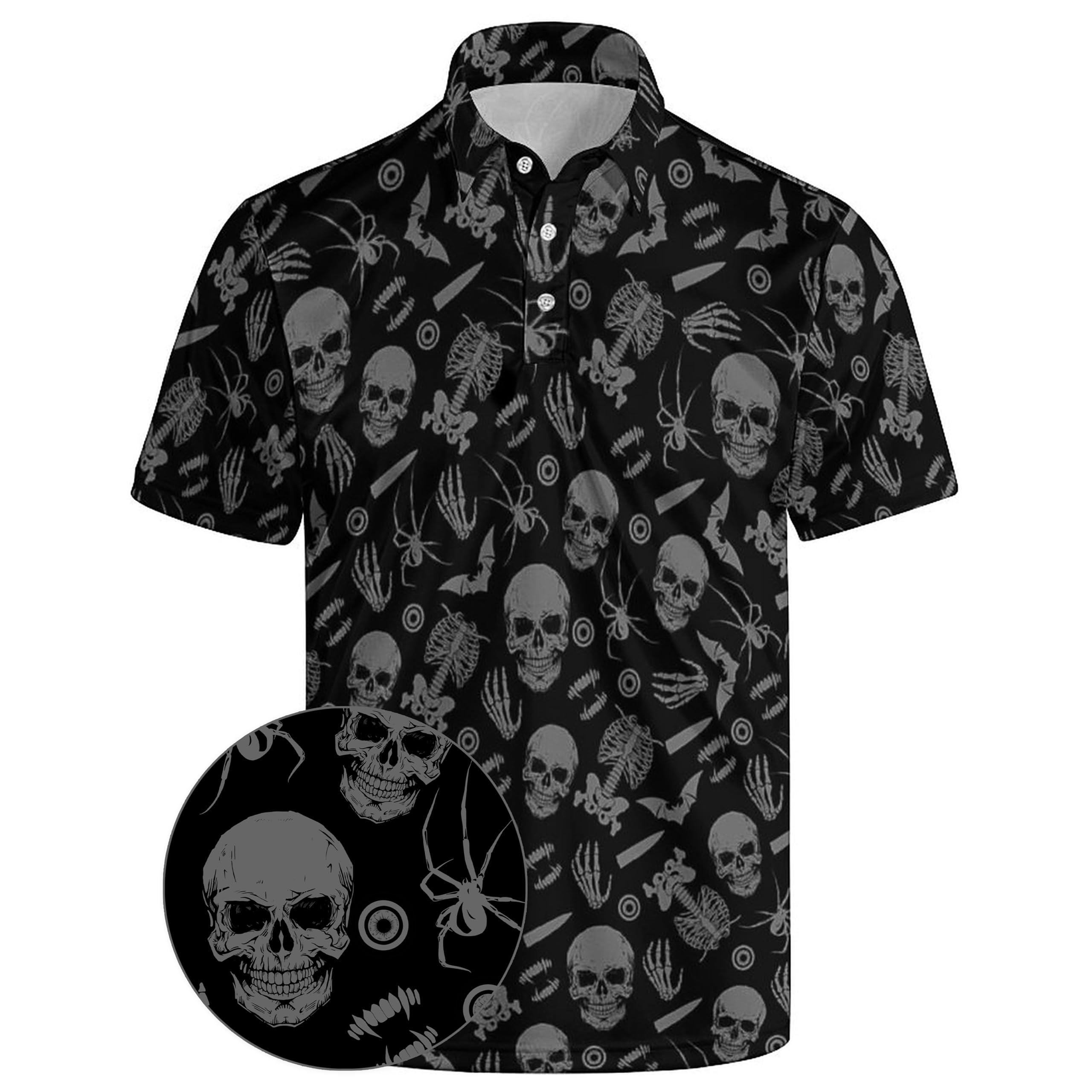 Xdceu Men's Skull Polo Shirts Hawaiian Golf Polo