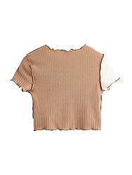Milumia Girl's Rib Knit Color Block Crop Tee Short
