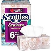 Scotties Supreme 3 Ply Soft & Strong Facial Tissue, Hypoallergenic and Dermatologist Tested, 6 Boxes, 81 Tissues per Box