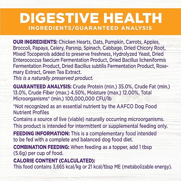 WELLNESS BOWL BOOSTERS, DOG FOOD TOPPER FOR SMALL, MEDIUM, & LARGE BREEDS, GRAIN FREE, NATURAL, FREEZE DRIED, DIGESTIVE HEALTH CHICKEN, 4 OUNCE BAG (PACK OF 1)