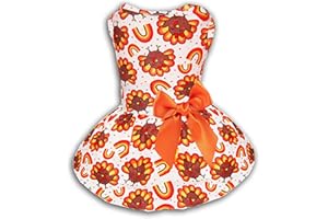 MIIEMIU Thanksgiving Turkey Dog Dress, Cute Fall Holiday Pet Outfit for Small and Medium Dogs Autumn Harvest Costume for Puppy Girls and Boys