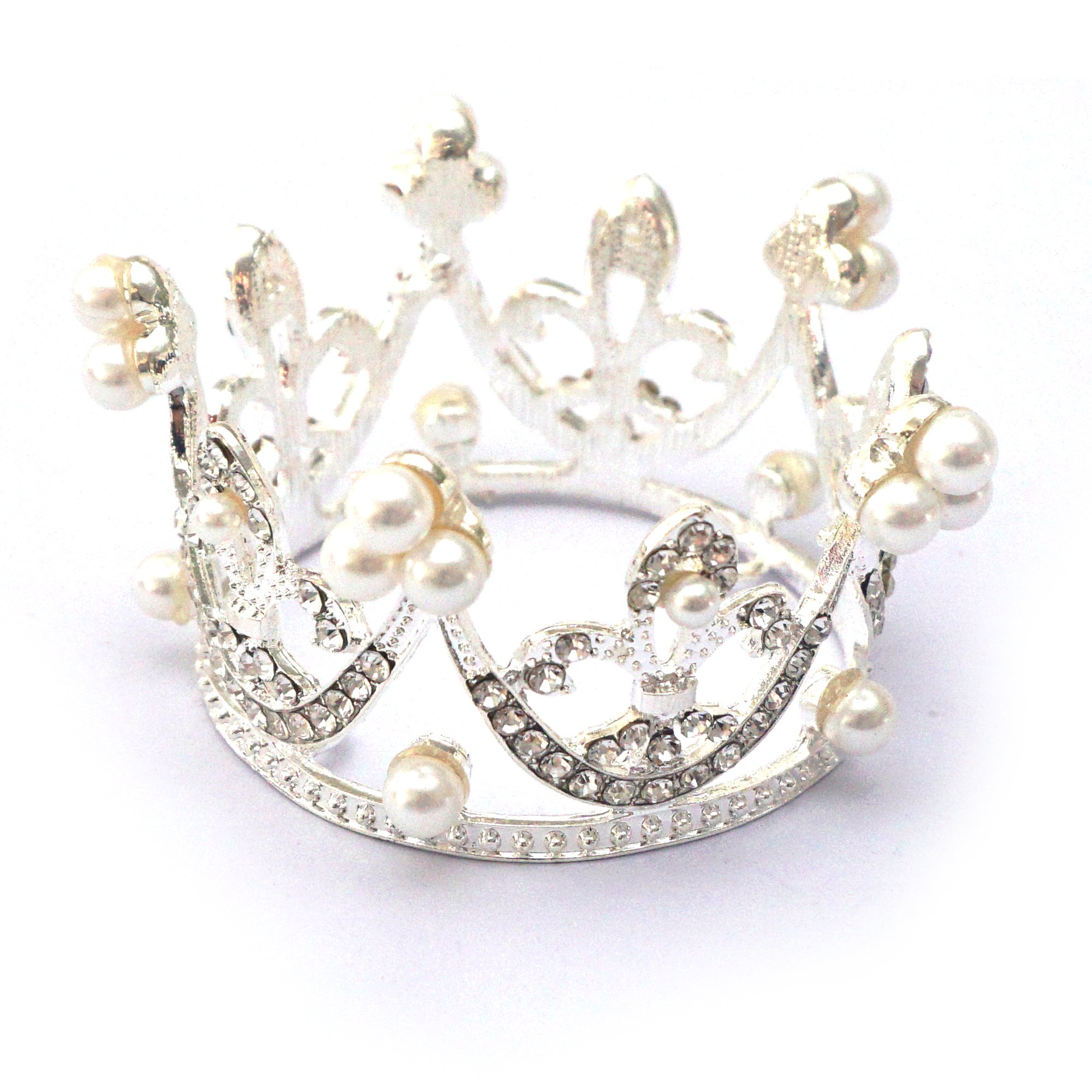 Kuzhi Wedding Party Baby Circle Round Mini Crown Tiara (Silver)